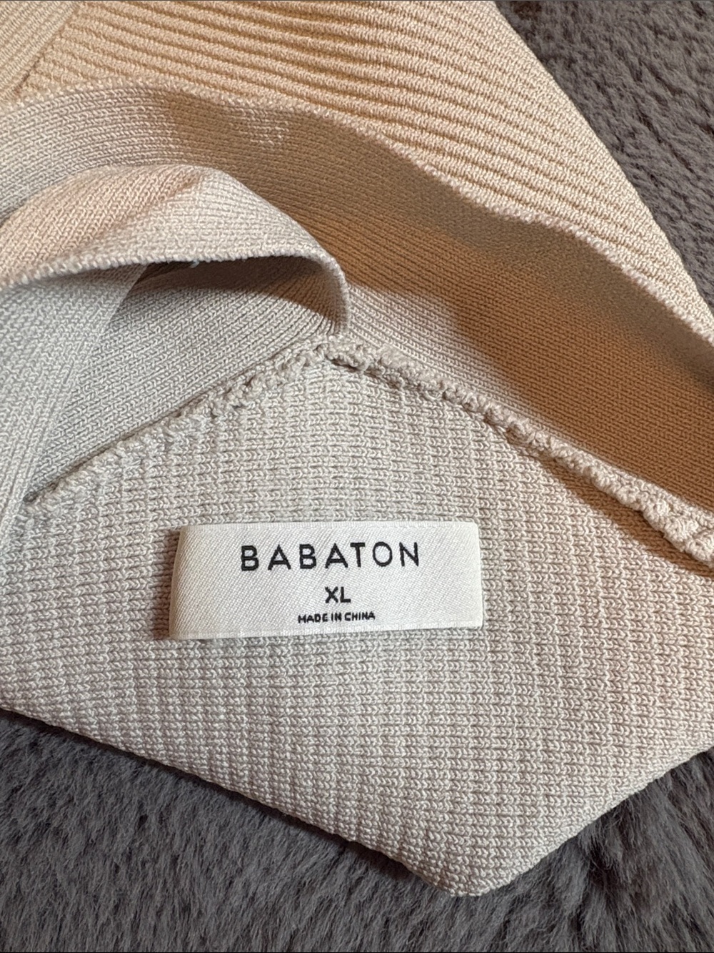 Babaton Cream Ribbed Cross-Strap Tank Top Size XL - Picture 3 of 4